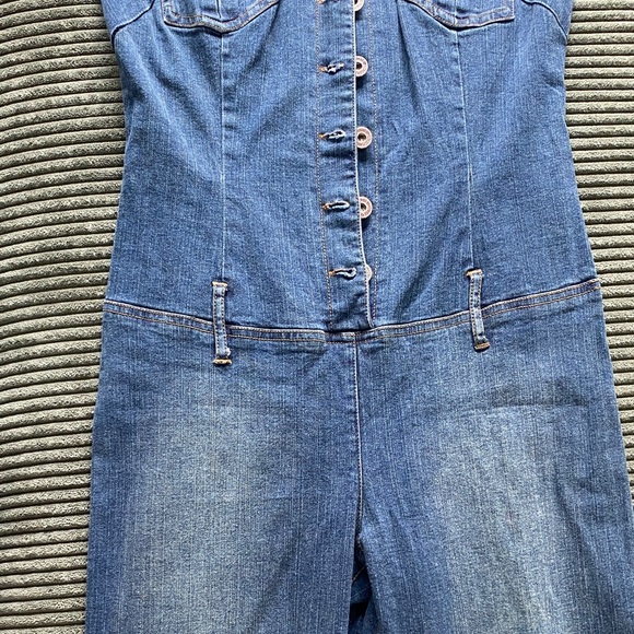Hot Kiss Women's Blue Denim Overalls Y2K - Picture 3 of 13